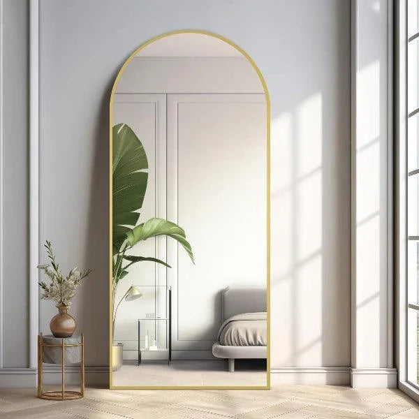 MELOMOIR Large Arched Mirror - Full Length, Extra Large Floor Mirror for Bedroom, Living Room, Gym - Hanging or Leaning - Gold Frame