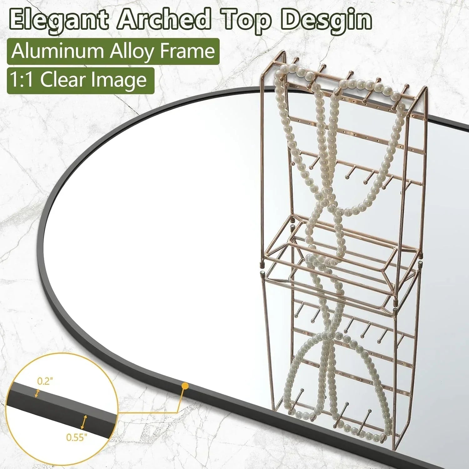 MELOMOIR Oversized Floor Mirror Freestanding, Full Length Mirror for Bedroom Living Room Dressing Room Gym Yoga Hair Salon, Black Arched Mirror Full Length with Shatterproof Tempered Glass