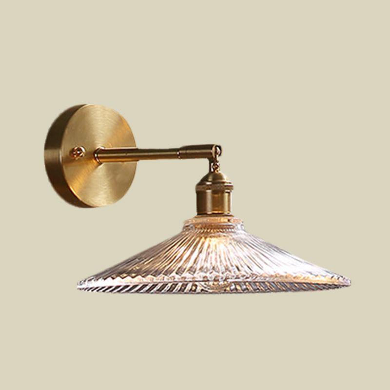 Emerson Classic Embrace: Brass Wall Sconce with Scalloped Glass Shade