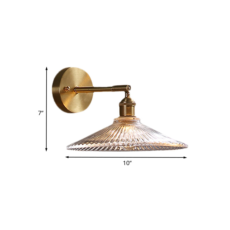 Emerson Classic Embrace: Brass Wall Sconce with Scalloped Glass Shade