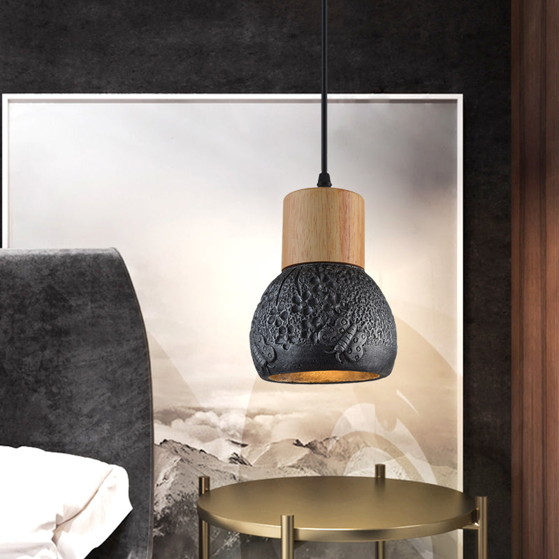 Enrich Your Space with Industrial Charm and Natural Beauty: The Cement Ceiling Light with Wood Dome