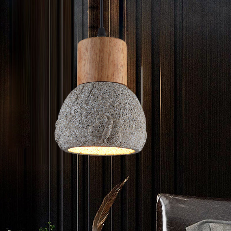 Enrich Your Space with Industrial Charm and Natural Beauty: The Cement Ceiling Light with Wood Dome
