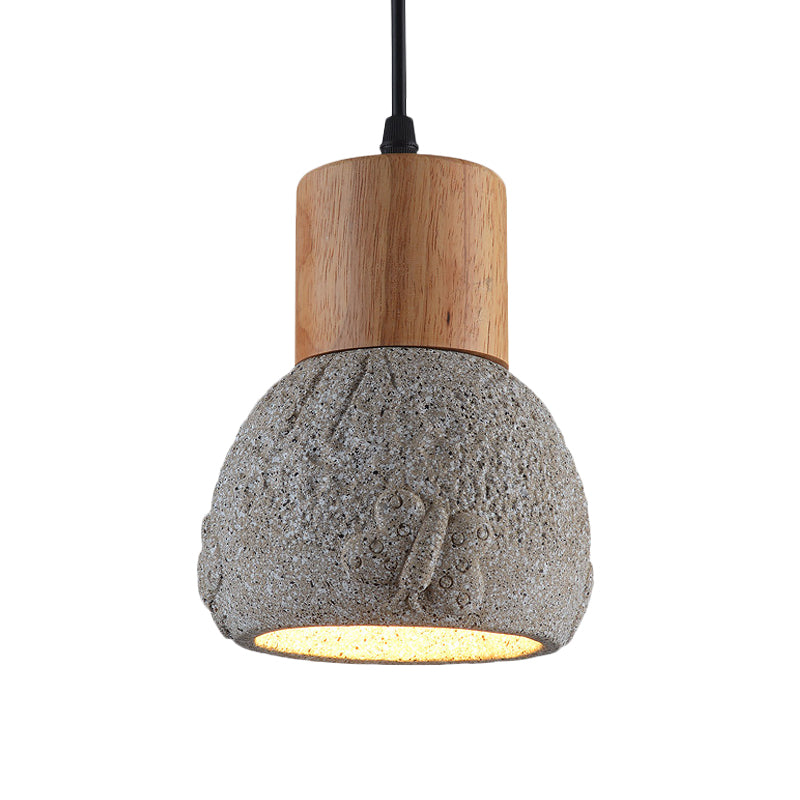 Enrich Your Space with Industrial Charm and Natural Beauty: The Cement Ceiling Light with Wood Dome