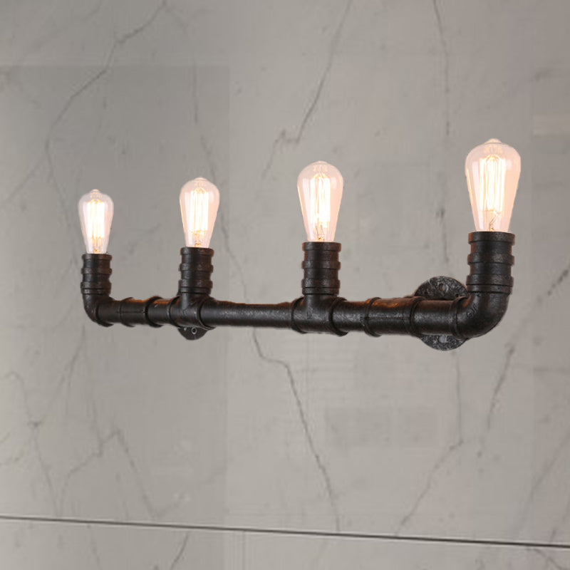 Embrace Industrial Charm and Ample Illumination: The 4-Bulb Linear Pipe Wall Sconce