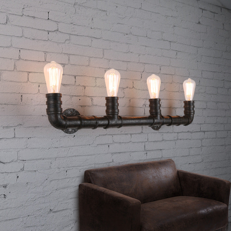 Embrace Industrial Charm and Ample Illumination: The 4-Bulb Linear Pipe Wall Sconce