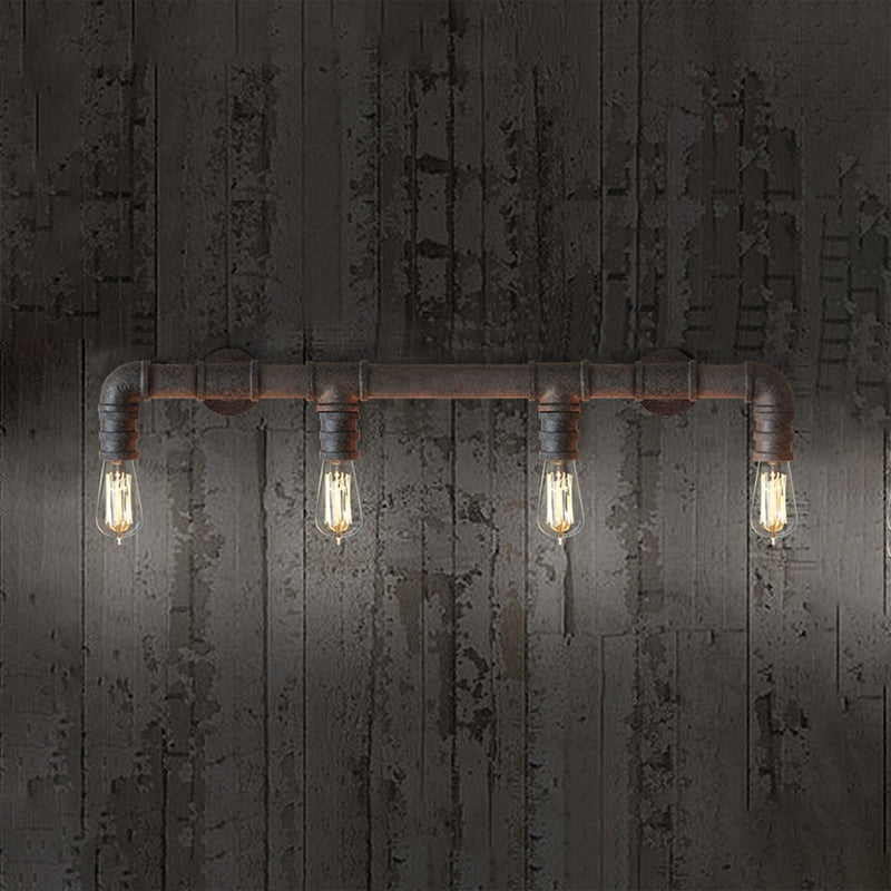 Embrace Industrial Charm and Ample Illumination: The 4-Bulb Linear Pipe Wall Sconce