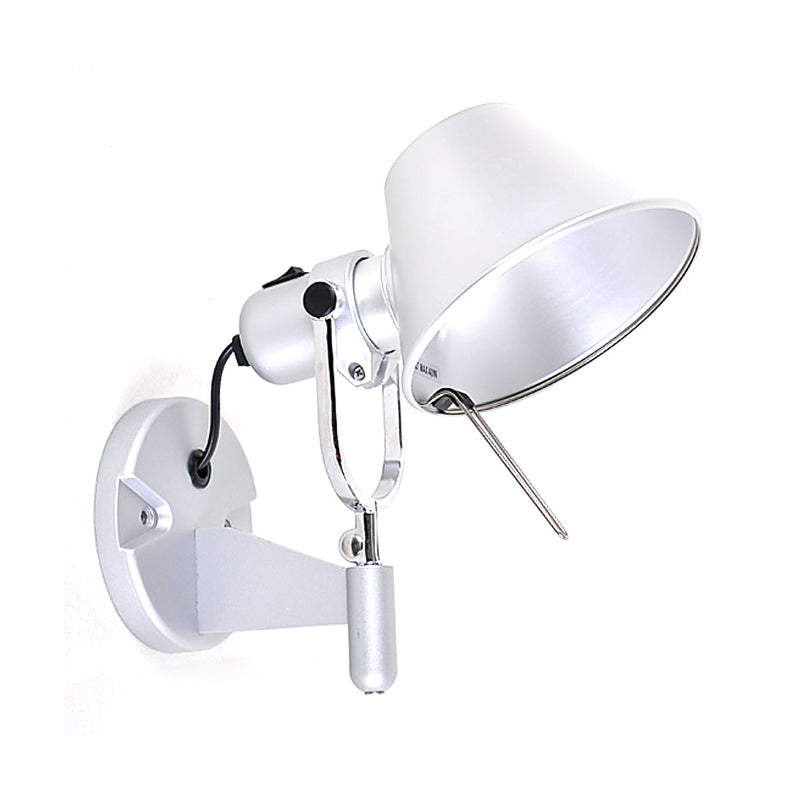 Olivia's Adjustable Metal Truncated Cone Wall Sconce - Industrial Chic for Bedside Lighting in Black/Silver