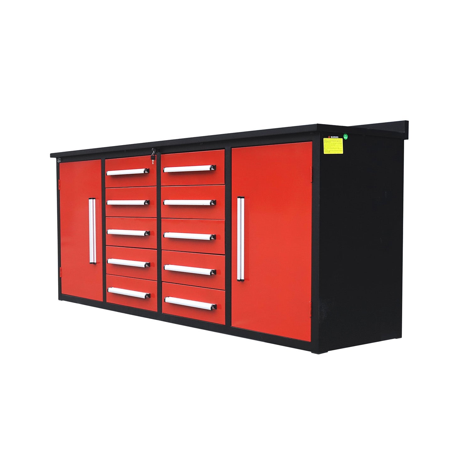 7ft Heavy Duty Workbench with 10 Drawers & 2 Cabinets