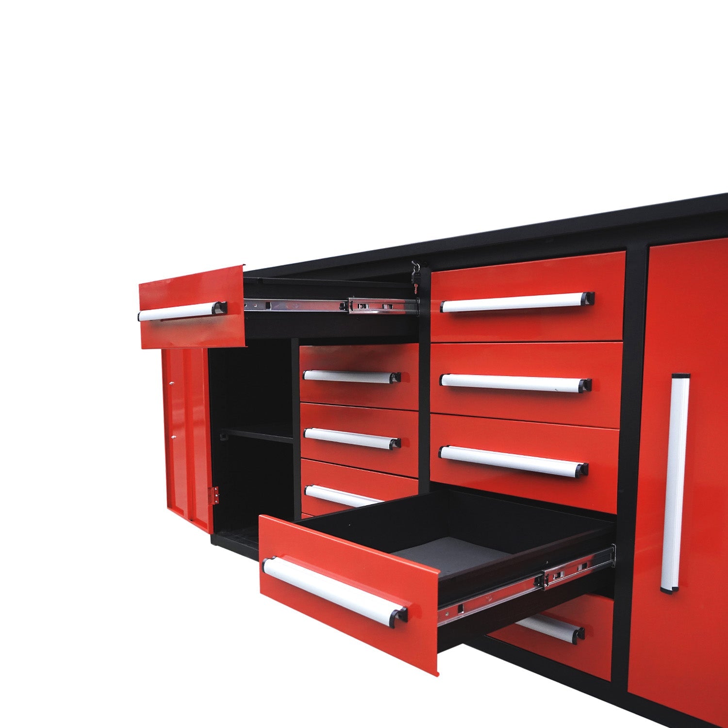 7ft Heavy Duty Workbench with 10 Drawers & 2 Cabinets