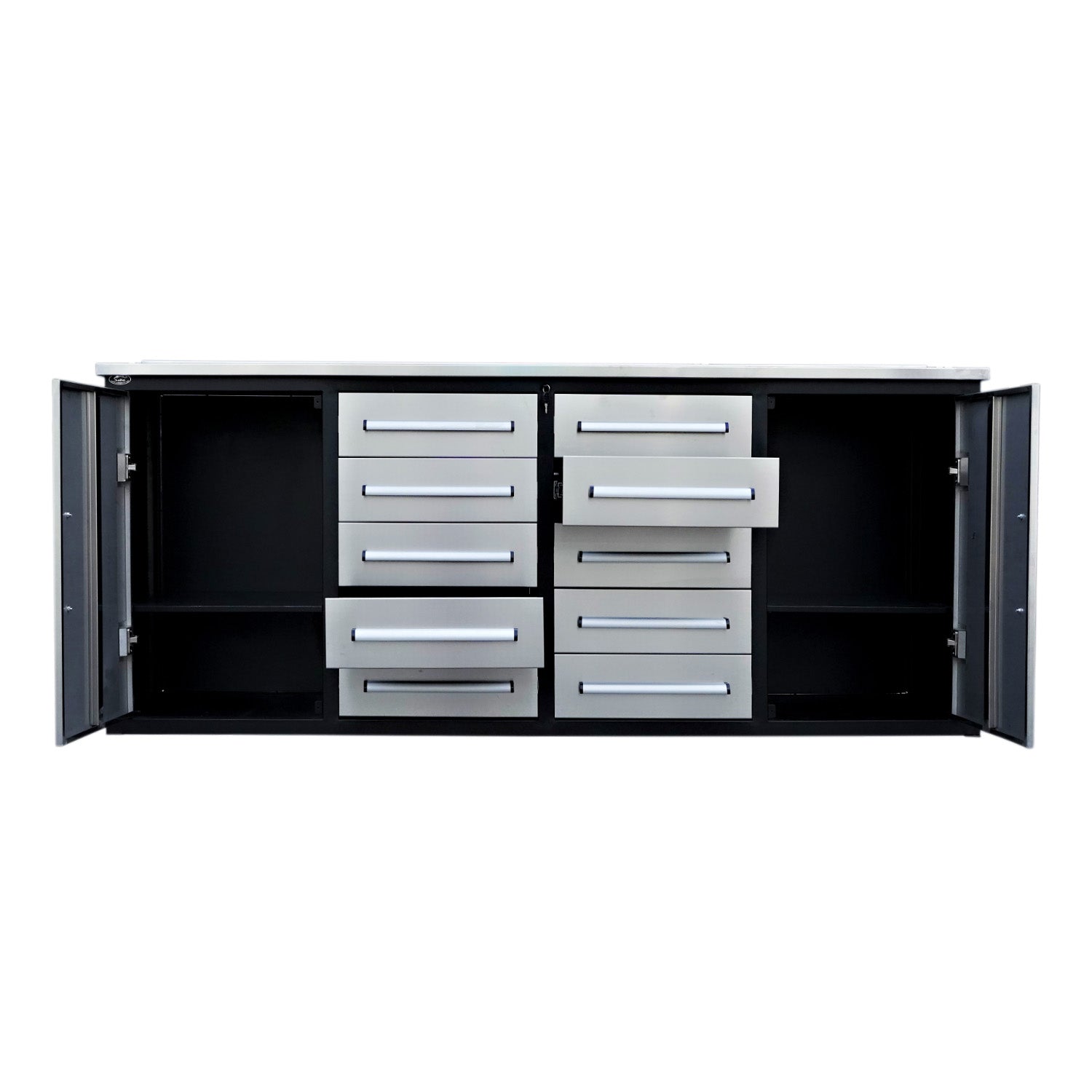 7ft Heavy Duty Workbench with 10 Drawers & 2 Cabinets