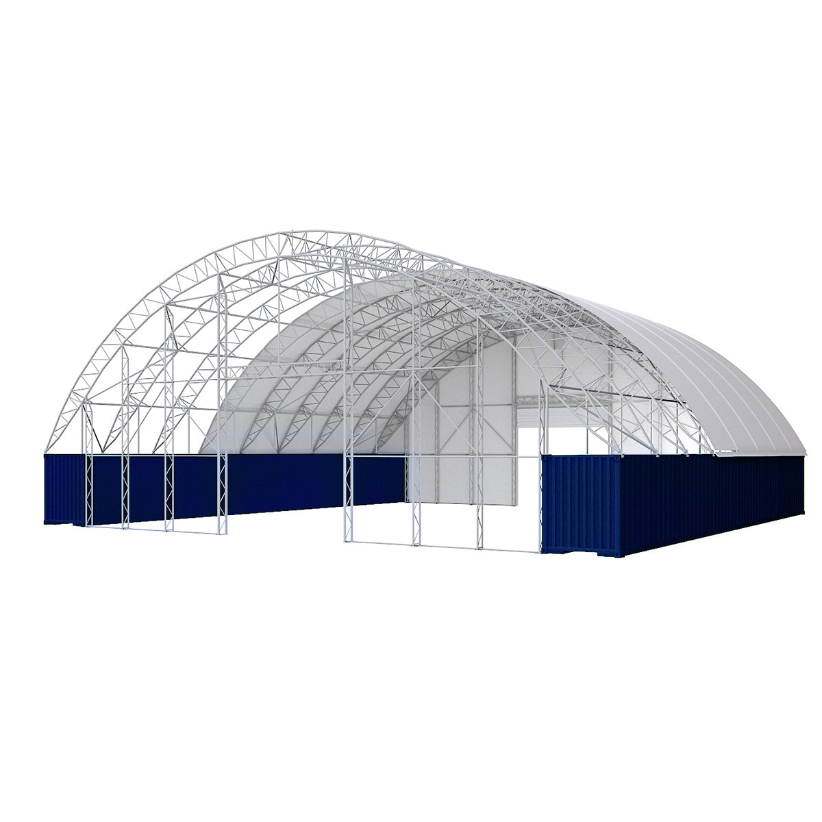80'x80'x25' Double Truss Container Canopy Shelter– Reinforced Series
