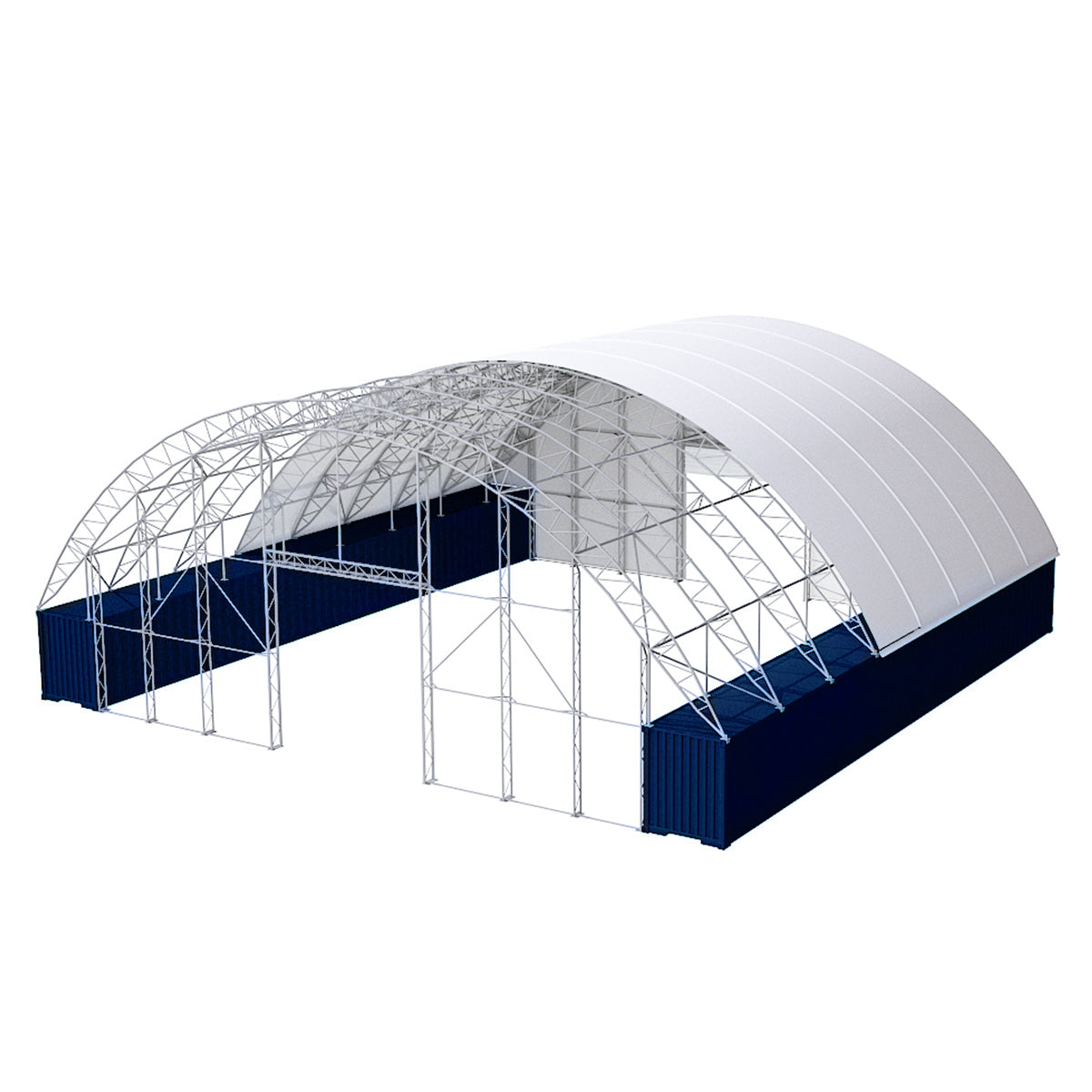 80'x80'x25' Double Truss Container Canopy Shelter– Reinforced Series