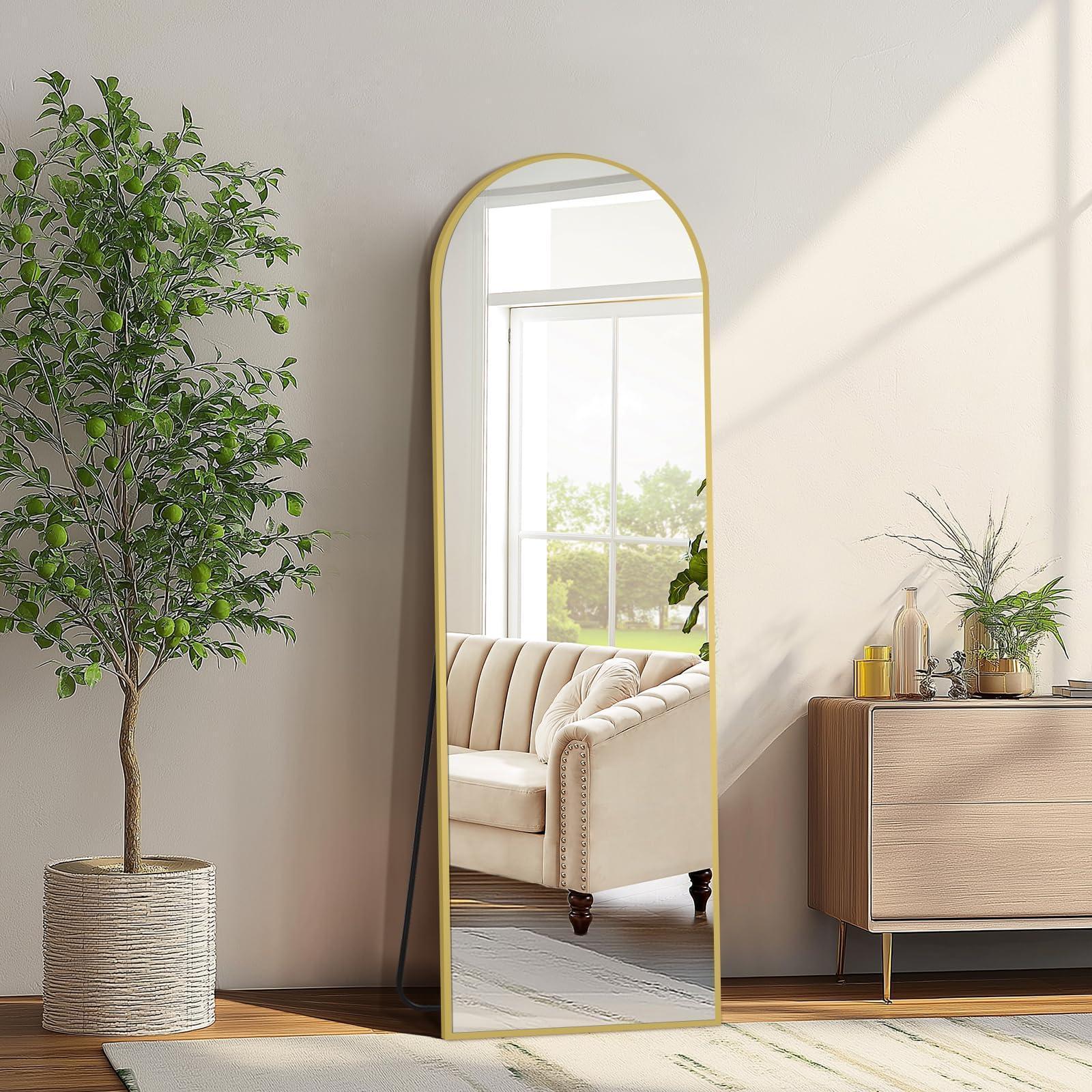 MELOMOIR Oversized Floor Mirror Freestanding, Full Length Mirror for Bedroom Living Room Dressing Room Gym Yoga Hair Salon, Black Arched Mirror Full Length with Shatterproof Tempered Glass