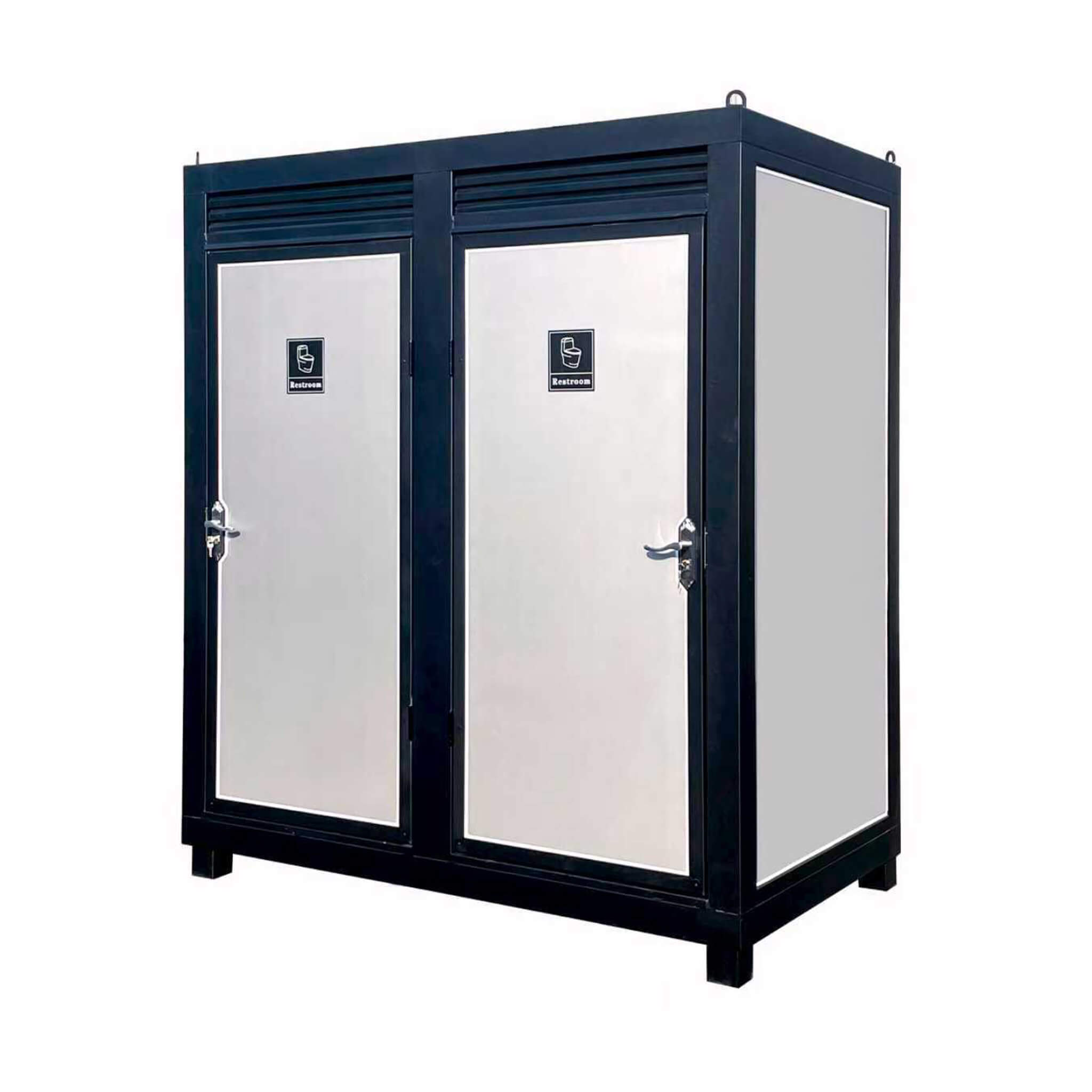 82-Inch Two-Person Portable Outdoor Toilet Cabin With Light, Sink And Fan (SAK50123)