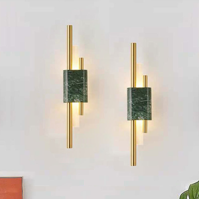 Luminescent Lines: Modern LED Wall Light with Marble Accents