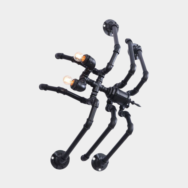 Lucy Style Black Spider Wall Lamp - Metallic Water Pipe Design for Stairways