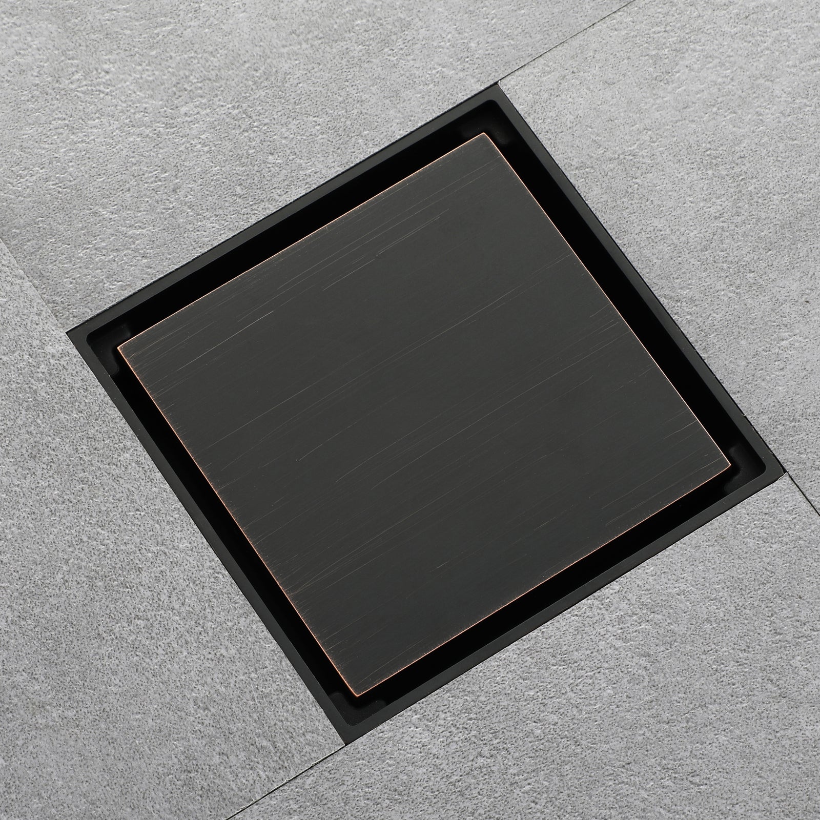 Oil rubbered bronze brass shower drain 4 inch square with ABS base