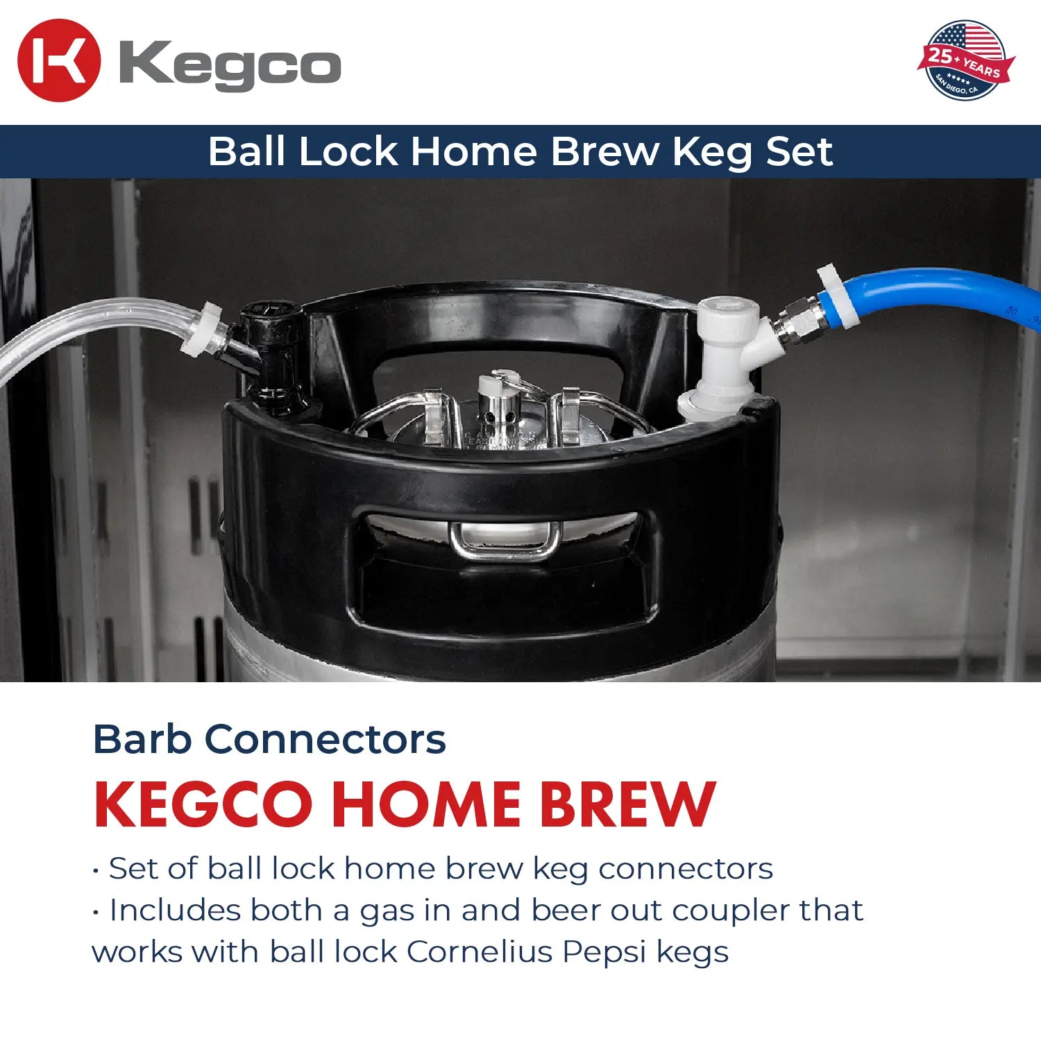 Kegco 24" Wide Homebrew Single Tap All Stainless Steel Built-In Right Hinge Kegerator-Outdoor