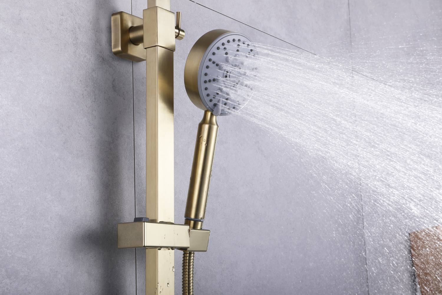 Luxury Brushed Gold 3-Function Exposed Shower Set with Handheld Shower and Tub Spout