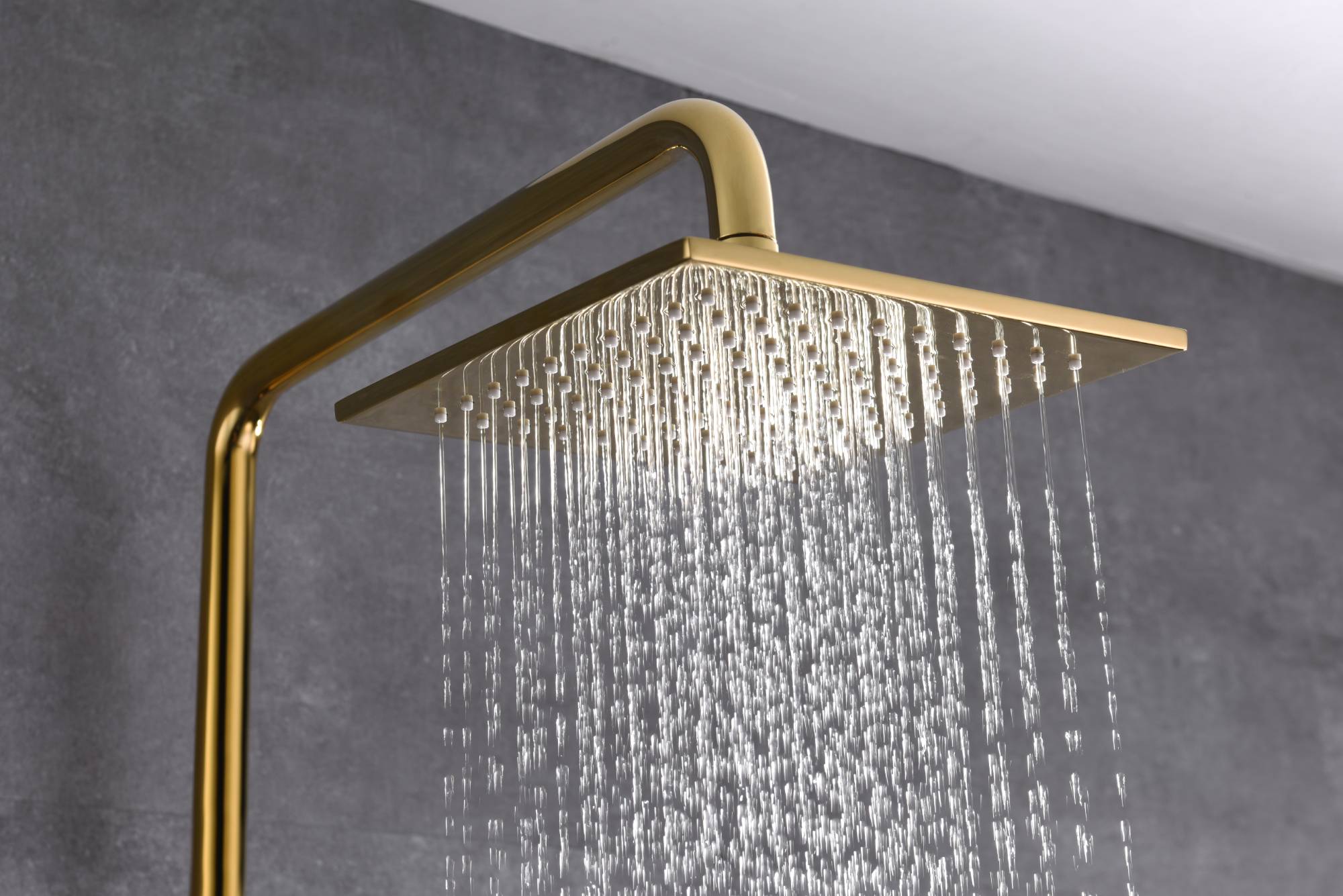 Gold Thermostatic Shower Set with Digital Display, Hand Shower, Tub Spout - 3 Functions