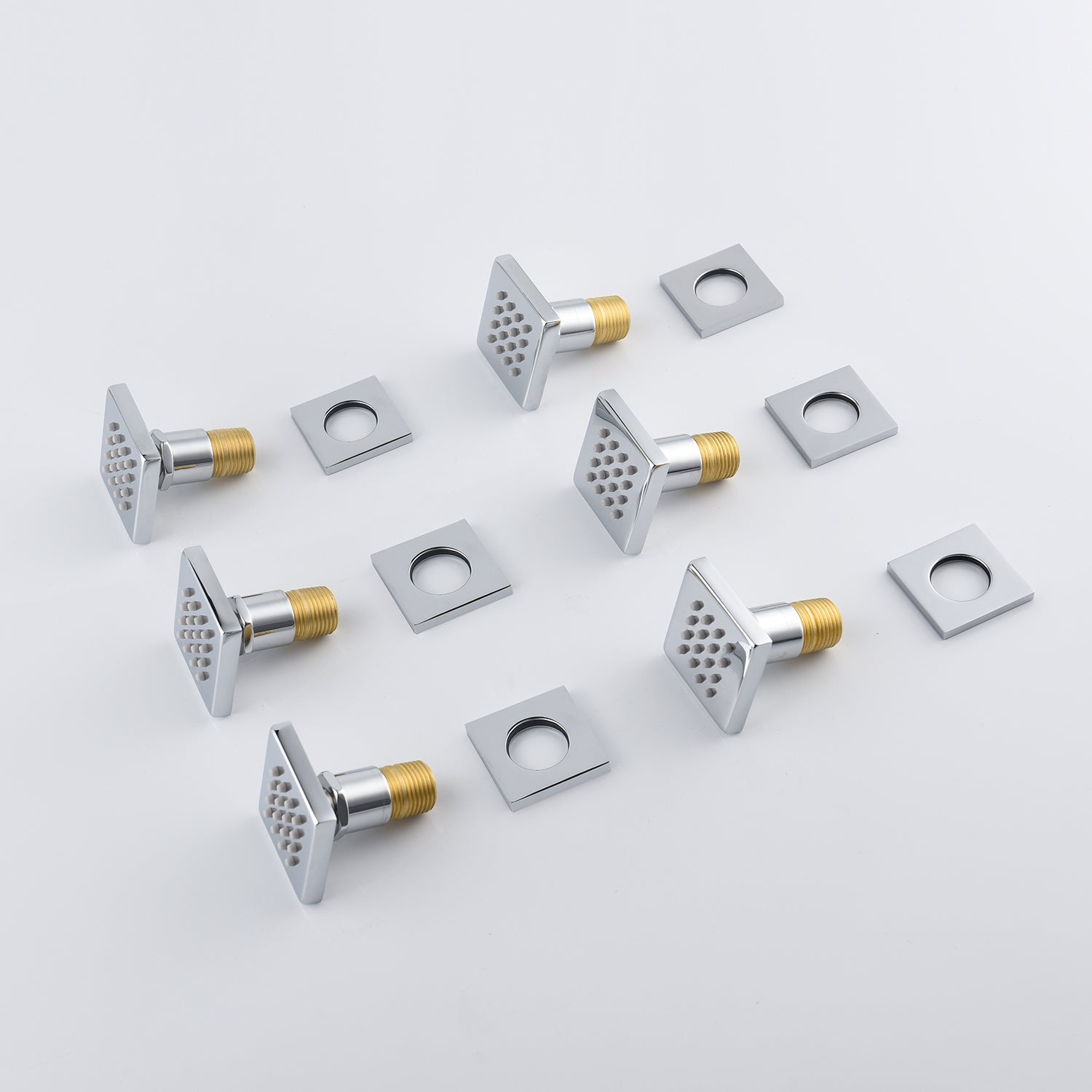 Chrome 12inch LED light or 6 inch regular head Wall mount 3 way thermostatic shower faucet with 6 body jets and sliding bar