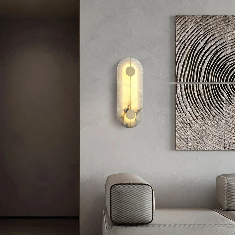 Nordic Modern Creative Marble Wall Lamp - Gold Copper Accents and LED Sconce for Stylish Living Room and Bedroom Decoration