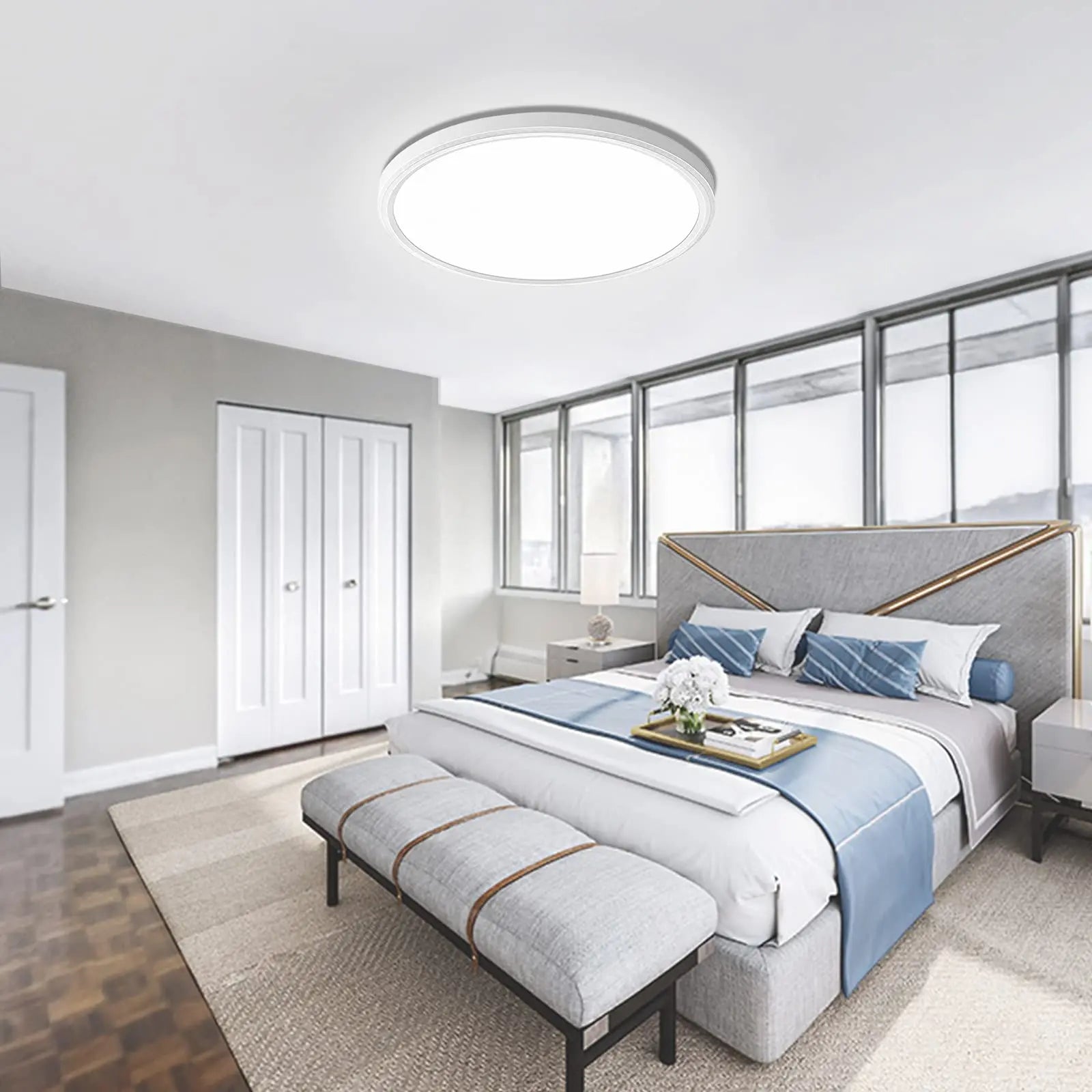 Circular Ultra-Thin LED Ceiling Lamp - Ideal for Bedroom, Balcony, Hallway, Study, and Bathroom - Three Prevention Features for Enhanced Durability