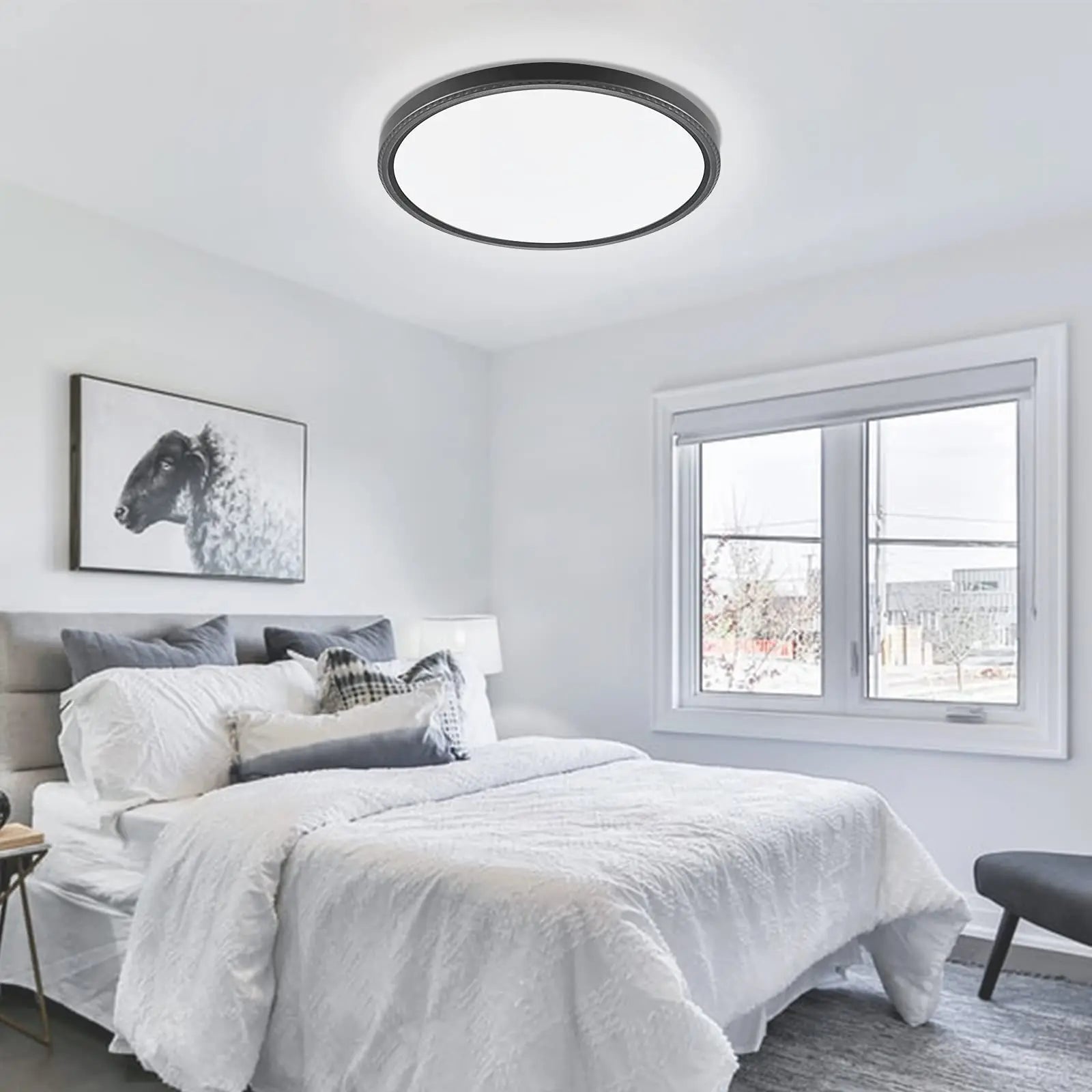 Circular Ultra-Thin LED Ceiling Lamp - Ideal for Bedroom, Balcony, Hallway, Study, and Bathroom - Three Prevention Features for Enhanced Durability