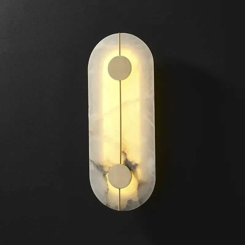 Nordic Modern Creative Marble Wall Lamp - Gold Copper Accents and LED Sconce for Stylish Living Room and Bedroom Decoration