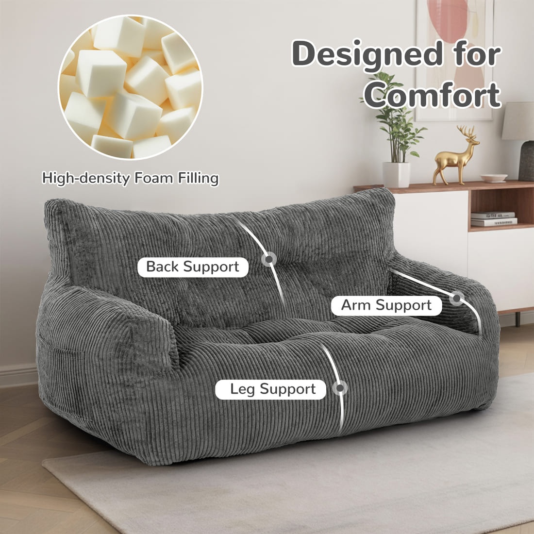 Pamapic Adult Bean Bag Chair for House Comfy
