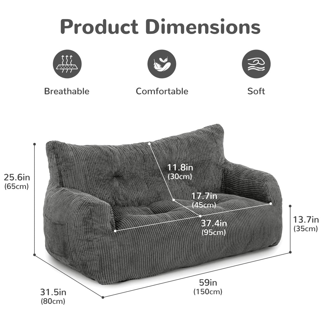 Pamapic Adult Bean Bag Chair for House Comfy