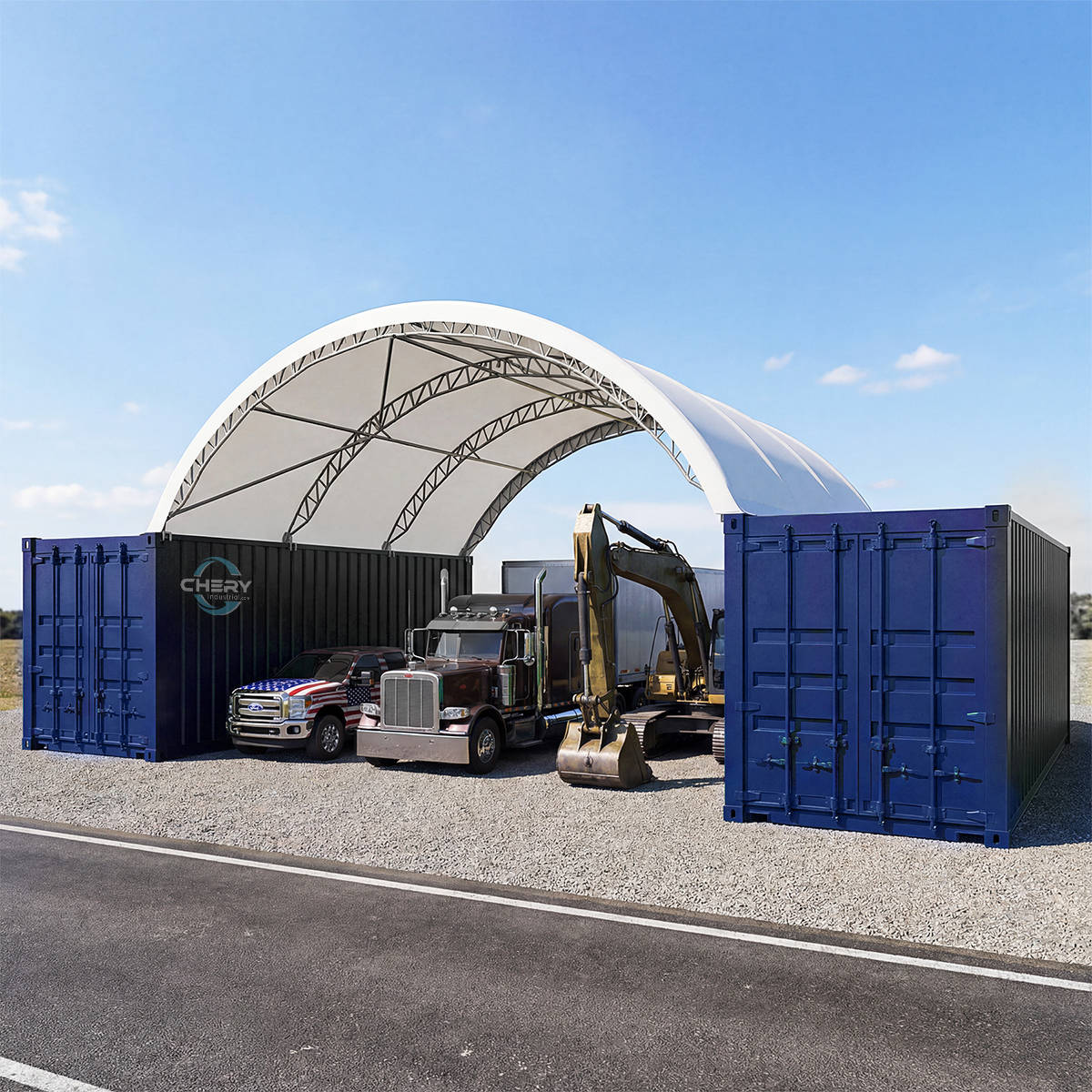 Fortified 20'x20' Double Truss Container Shelter