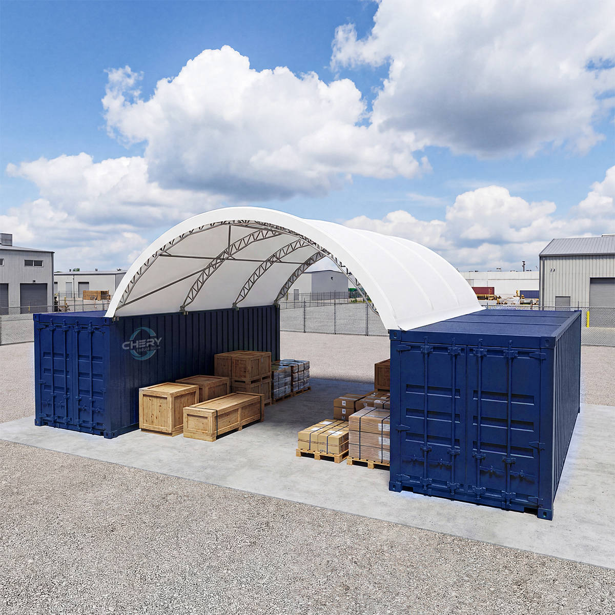 Fortified 20'x20' Double Truss Container Shelter