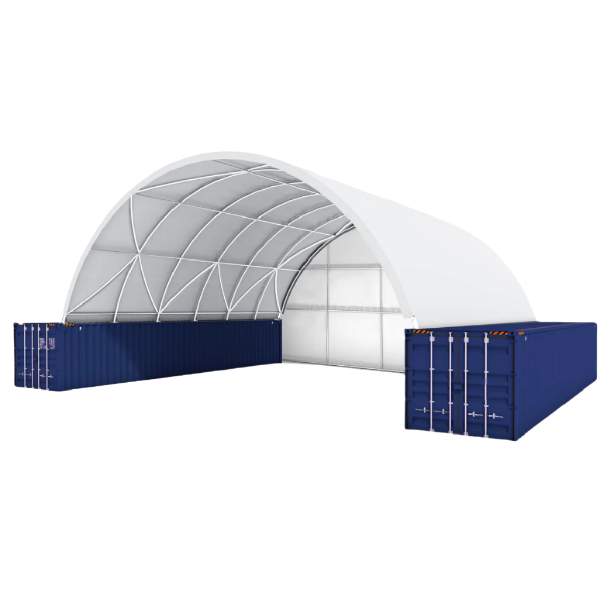 40x40x13 ft Container Shelter with Closed Back Panel