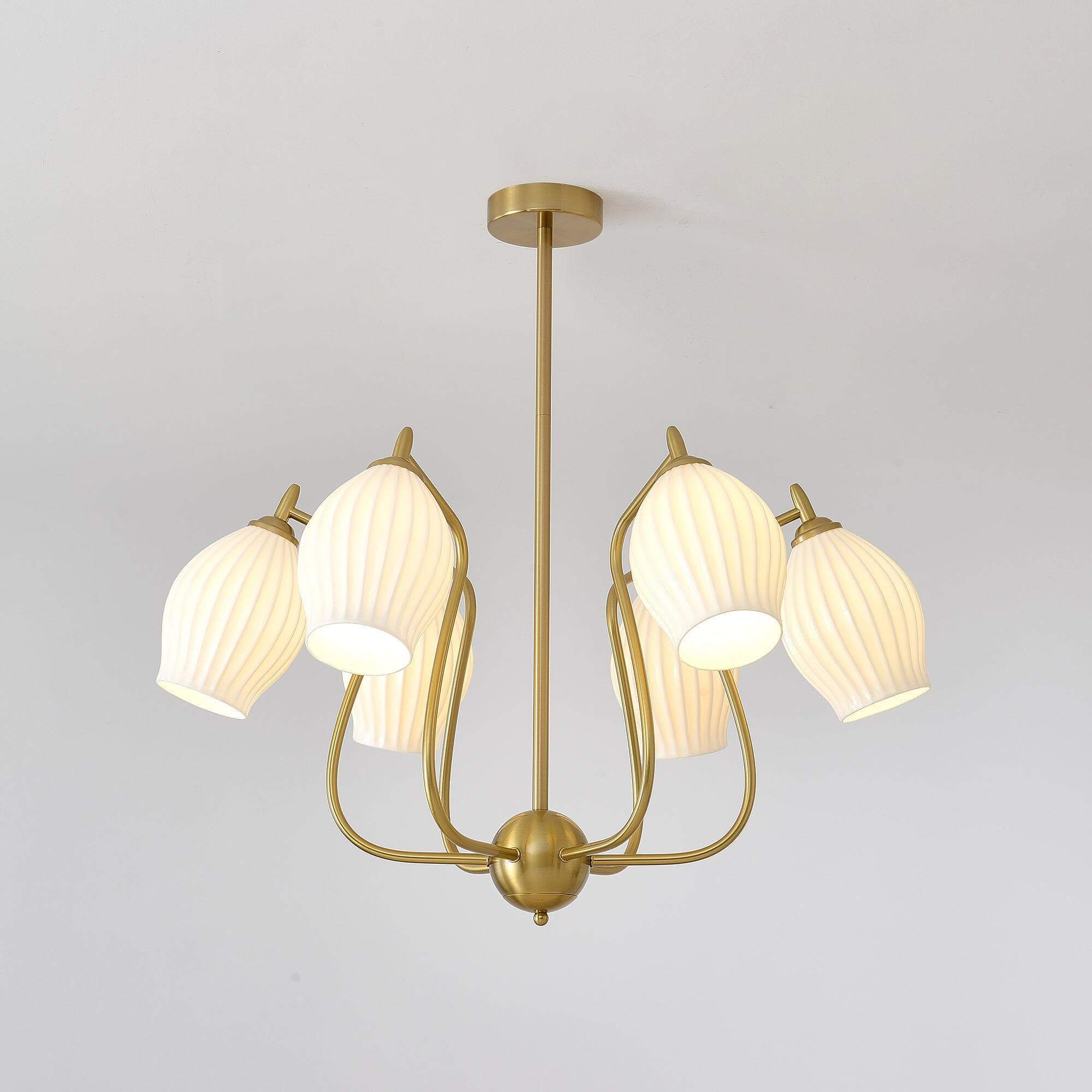 Ceramic Ribbed Chandelier