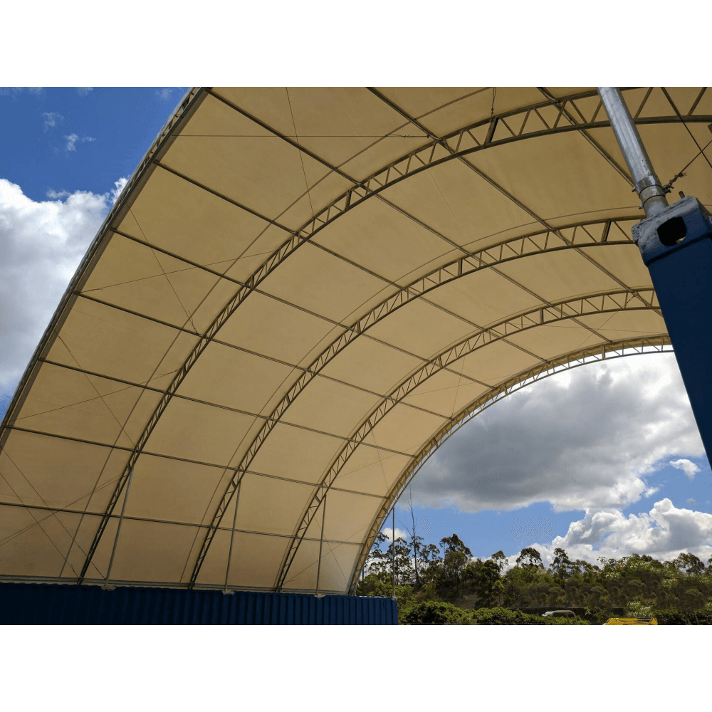 40'x40'x15' Double Truss Shipping Container Canopy Shelter, Outside