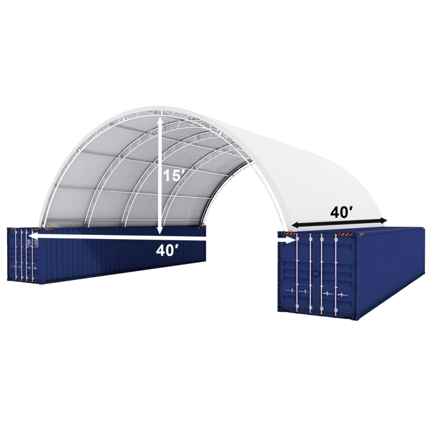 40'x40'x15' Double Truss Shipping Container Canopy Shelter