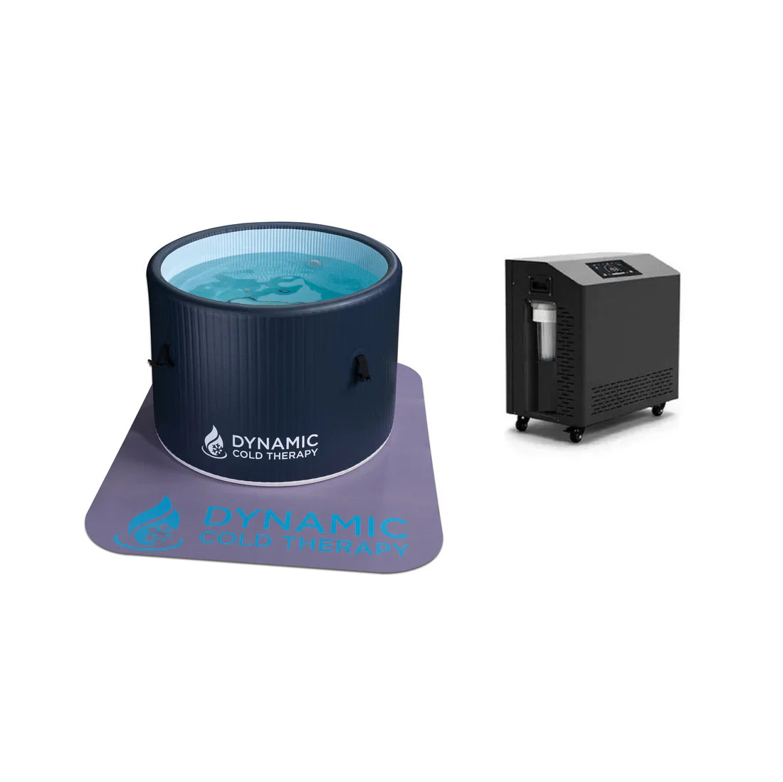 Dynamic Cold Therapy inflatable round cold plunge with chiller 40 inch wide drop stitch PVC tub outdoors