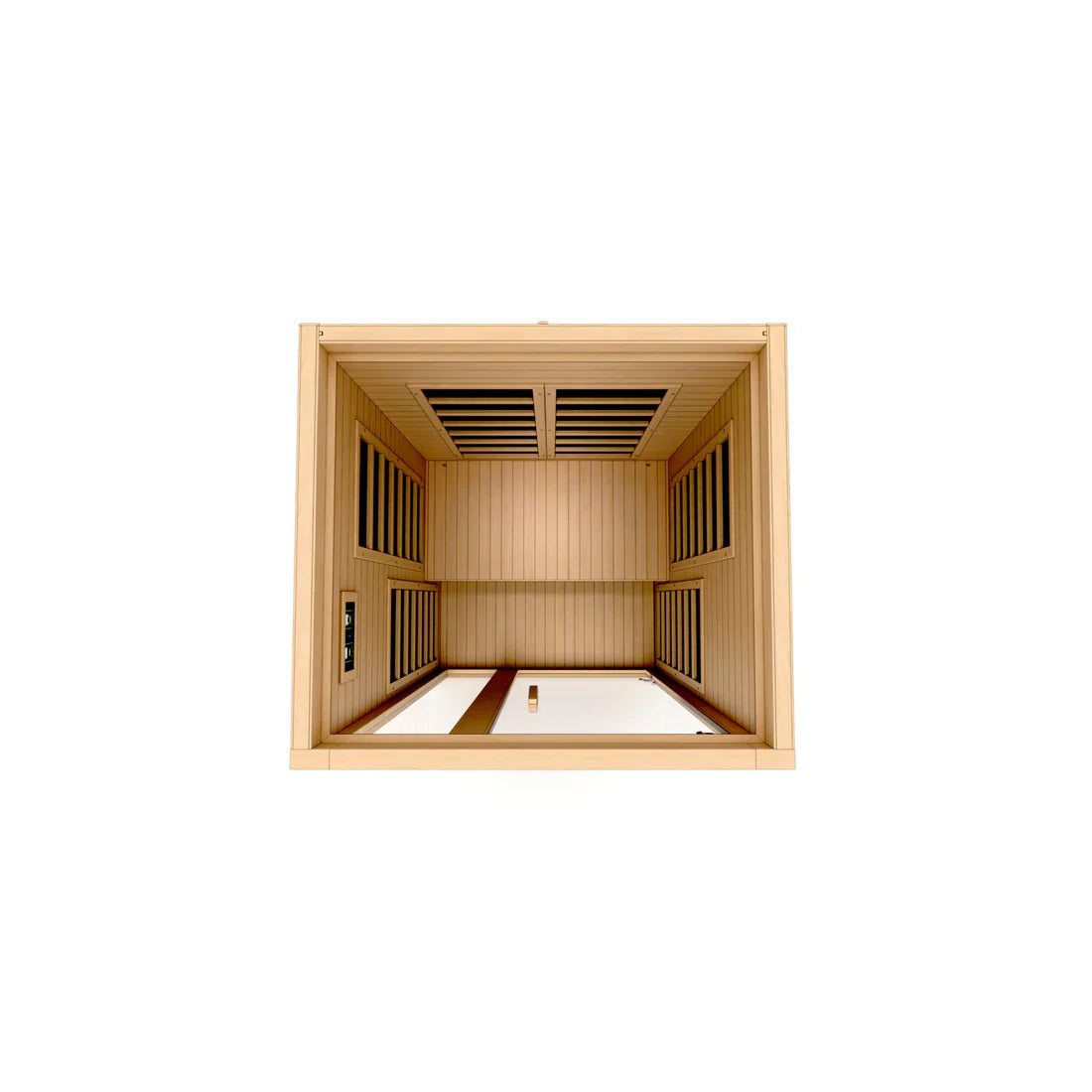 Dynamic Gracia Elite interior showing 7 FAR infrared carbon heating panels and chromotherapy lighting