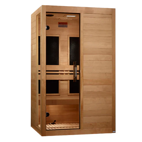 Dynamic Lucca 2-person indoor infrared sauna 48 by 42 inch exterior natural reforested Canadian Hemlock wood