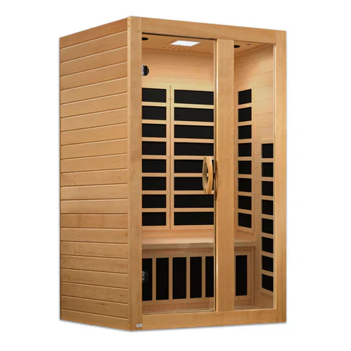 Dynamic Serena DYN-6229-01 2026 2-person low EMF FAR infrared sauna natural Canadian Hemlock with clear tempered glass door