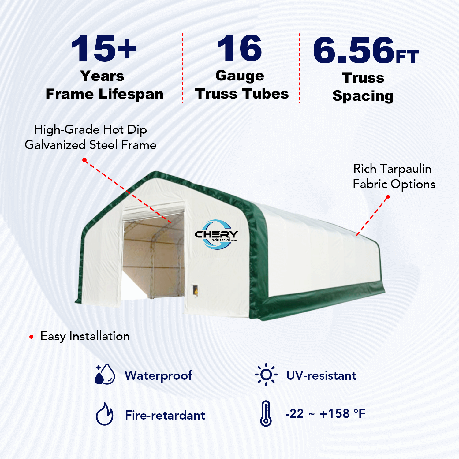 W20'xL40'xH16' Double Truss Storage Shelter