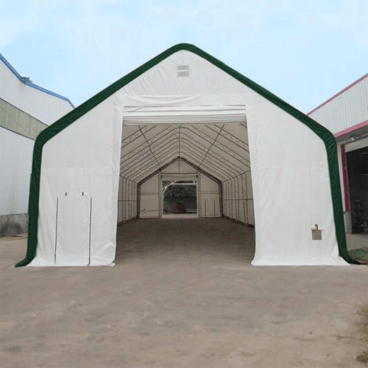 W40'xL80'xH21' Double Truss Storage Shelter, 10' Truss Spacing