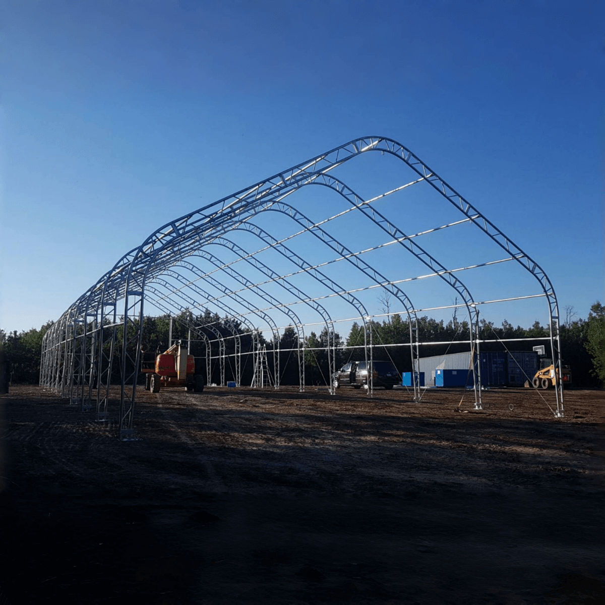 W40'xL80'xH21' Double Truss Storage Shelter, 8' Truss Spacing
