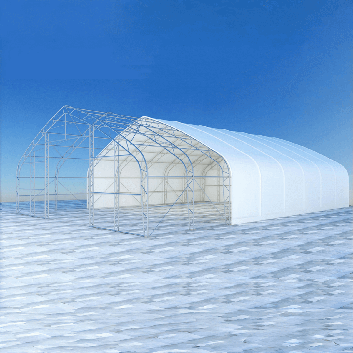 W40'xL80'xH23' Double Truss Storage Shelter
