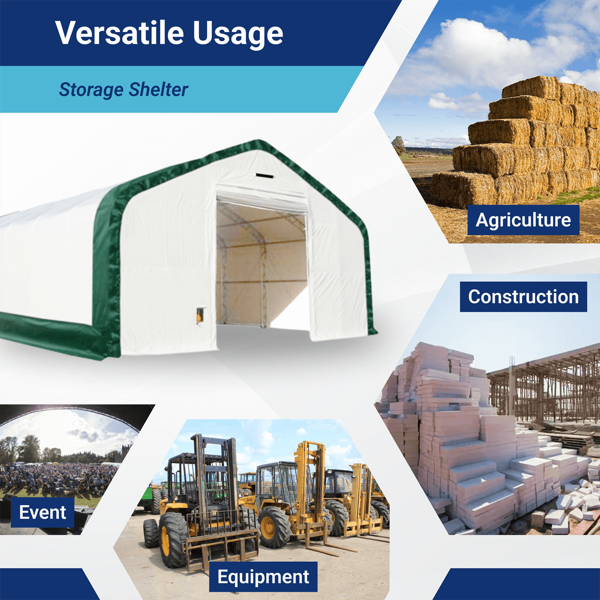 W20'xL33'xH16' Double Truss Storage Shelter