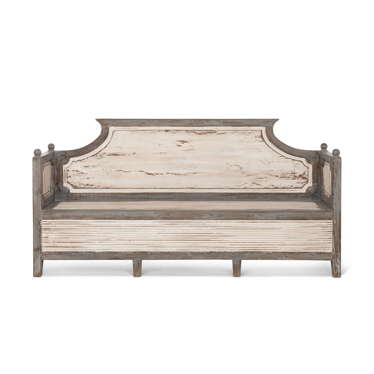 Antique Distressed Wood French Country Bench