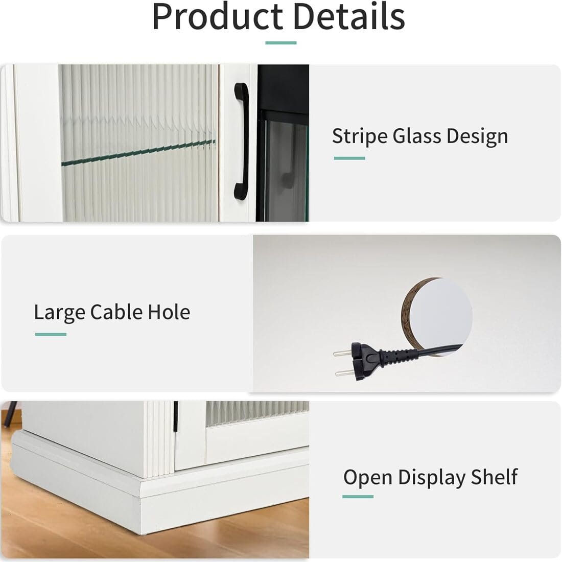 3-Sided Electric Fireplace TV Stand, Farmhouse Entertainment Center with 36" LED Fireplace & Glass Doors for Living Room