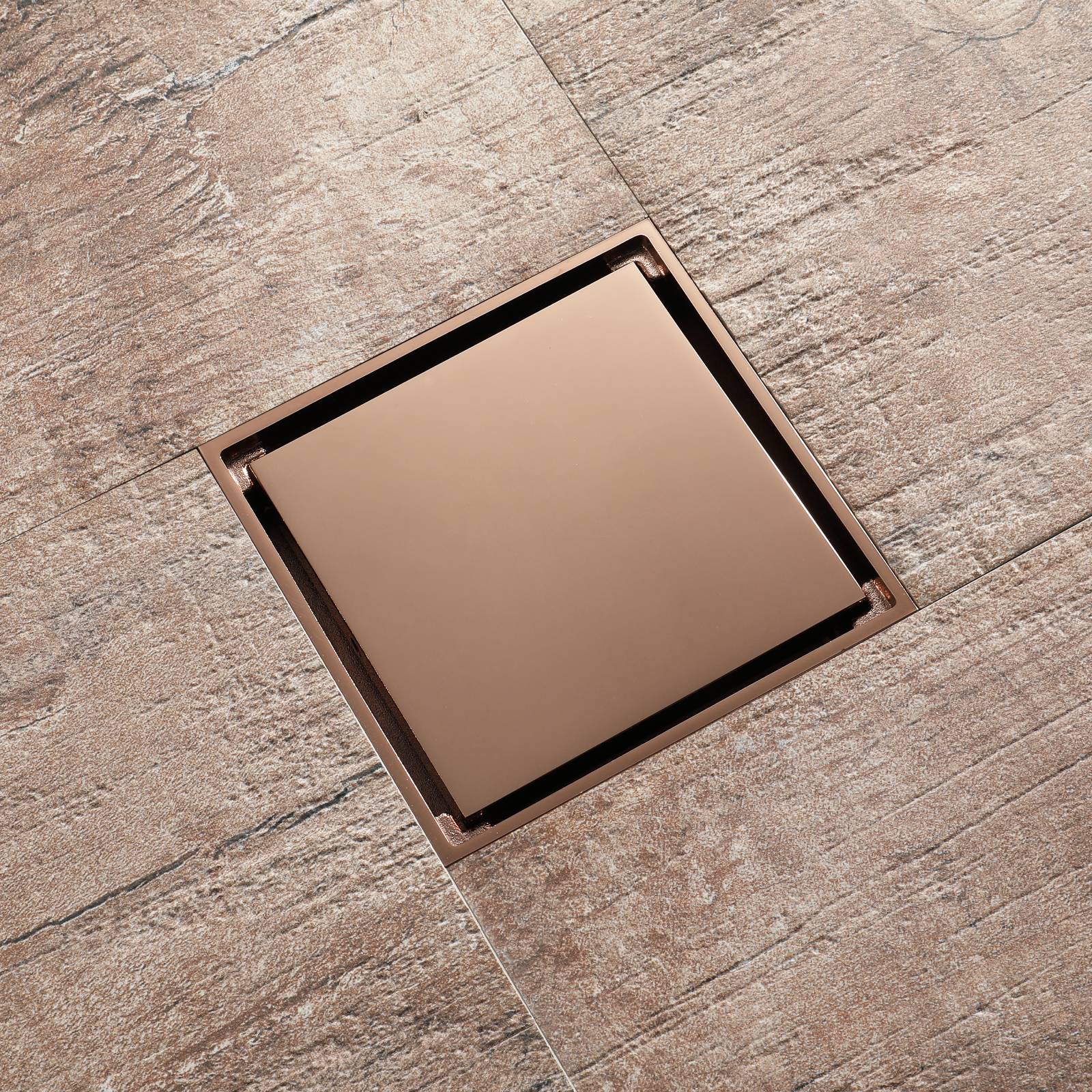 Rose Gold brass floor drain 4x4inch
