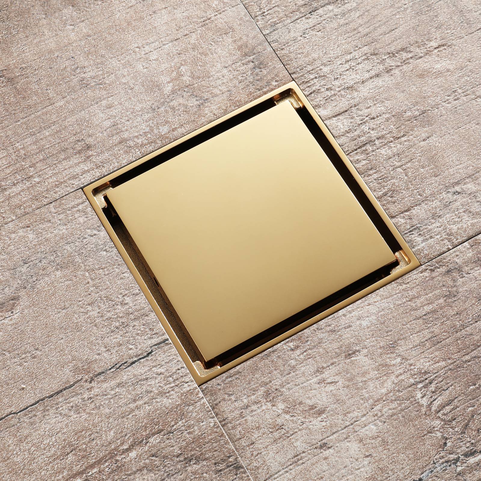 Polished Gold brass floor drain 4x4inch